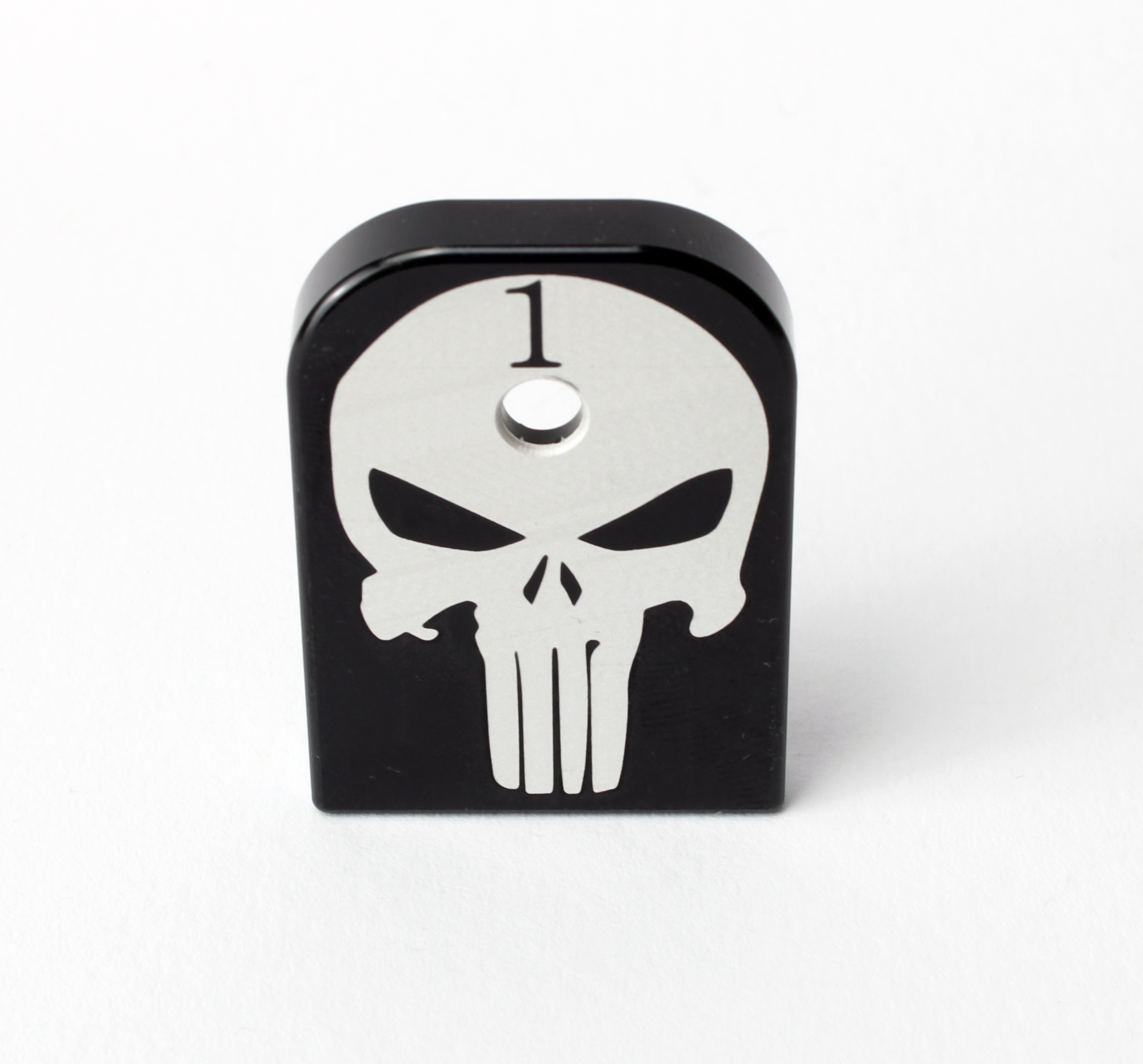 Mag Base Plate für Glock Magazine mit Punisher Motiv Mag Base Plate für Glock Magazine mit Punisher Motiv